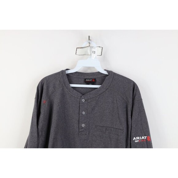 Ariat FR Mens Large Cat 2 2112 Fire Flame Resistant Long Sleeve Henley T-Shirt - Picture 2 of 16